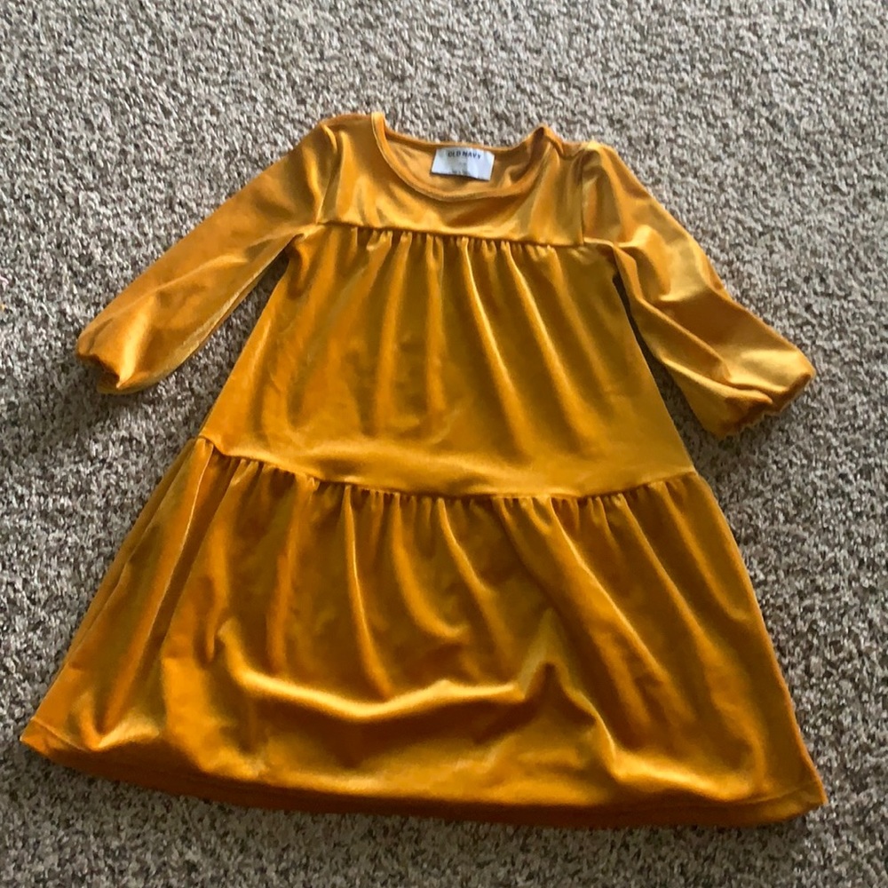Velvet like mustard dress.